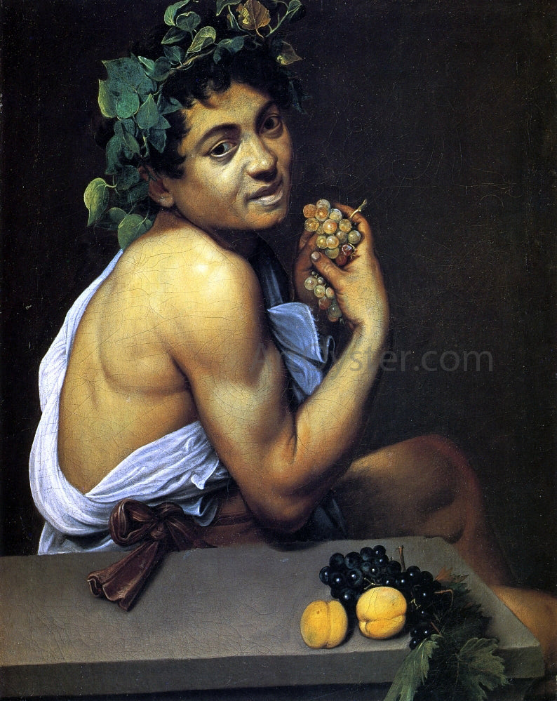 Caravaggio Self Portrait as Bacchus (also known as Suck Bacchus or Satyr with Grapes) - Canvas Print