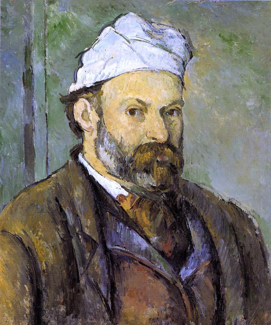 Paul Cezanne Self Portrait in a White Cap - Canvas Print