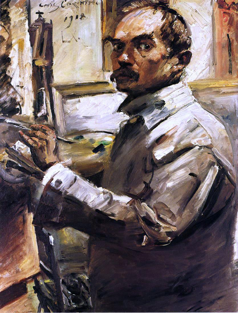 Lovis Corinth Self Portrait in a White Smock - Canvas Print