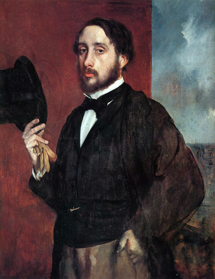 Edgar Degas Self Portrait Saluting - Canvas Print
