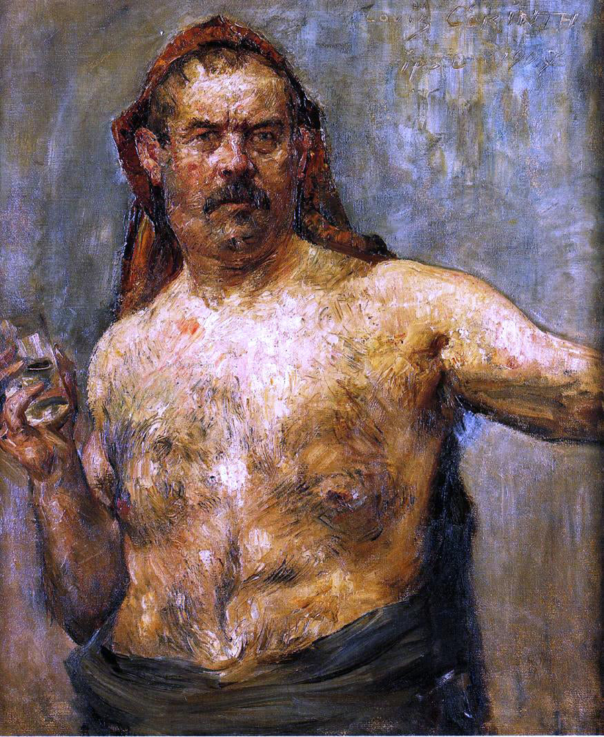 Lovis Corinth Self Portrait with a Glass - Canvas Print