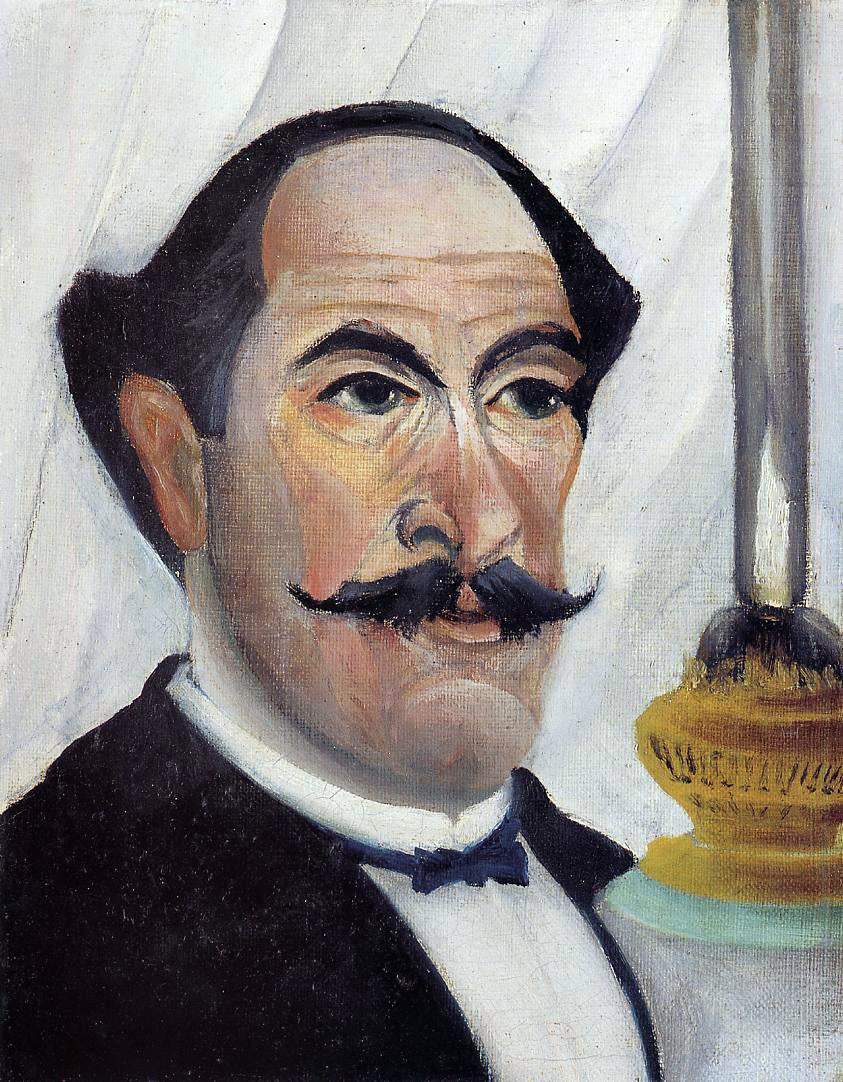 Henri Rousseau Self Portrait with a Lamp - Canvas Print