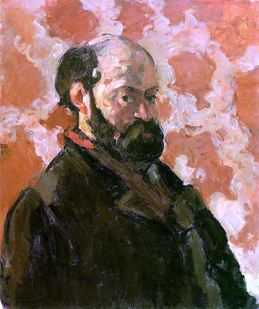 Paul Cezanne Self Portrait with a Rose Background - Canvas Print
