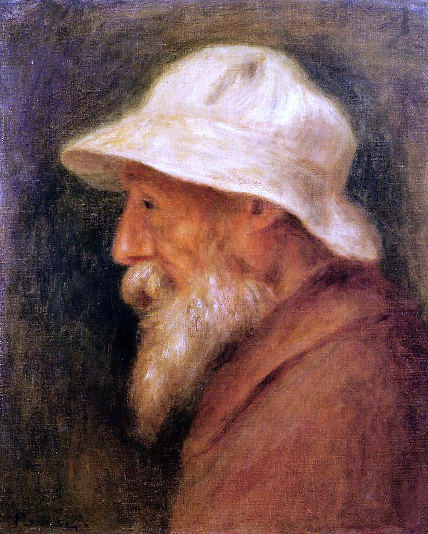 Pierre Auguste Renoir Self Portrait with a White Hat - Canvas Print