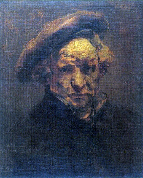 Rembrandt Van Rijn Self Portrait with Beret, Unfinished - Canvas Print