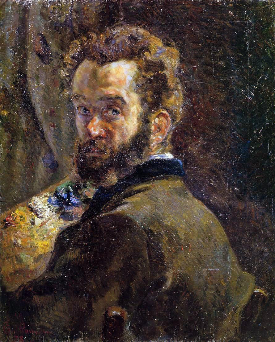 Armand Guillaumin Self Portrait with Easel - Canvas Print