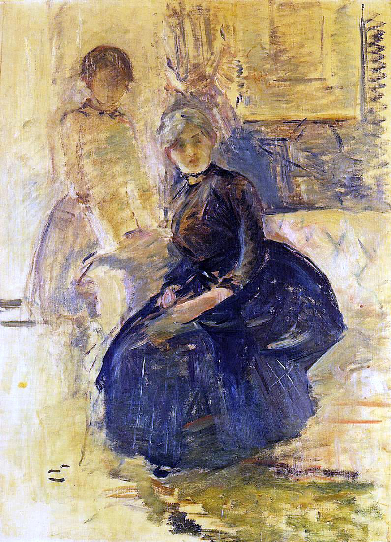 Berthe Morisot Self Portrait with Julie (study) - Canvas Print