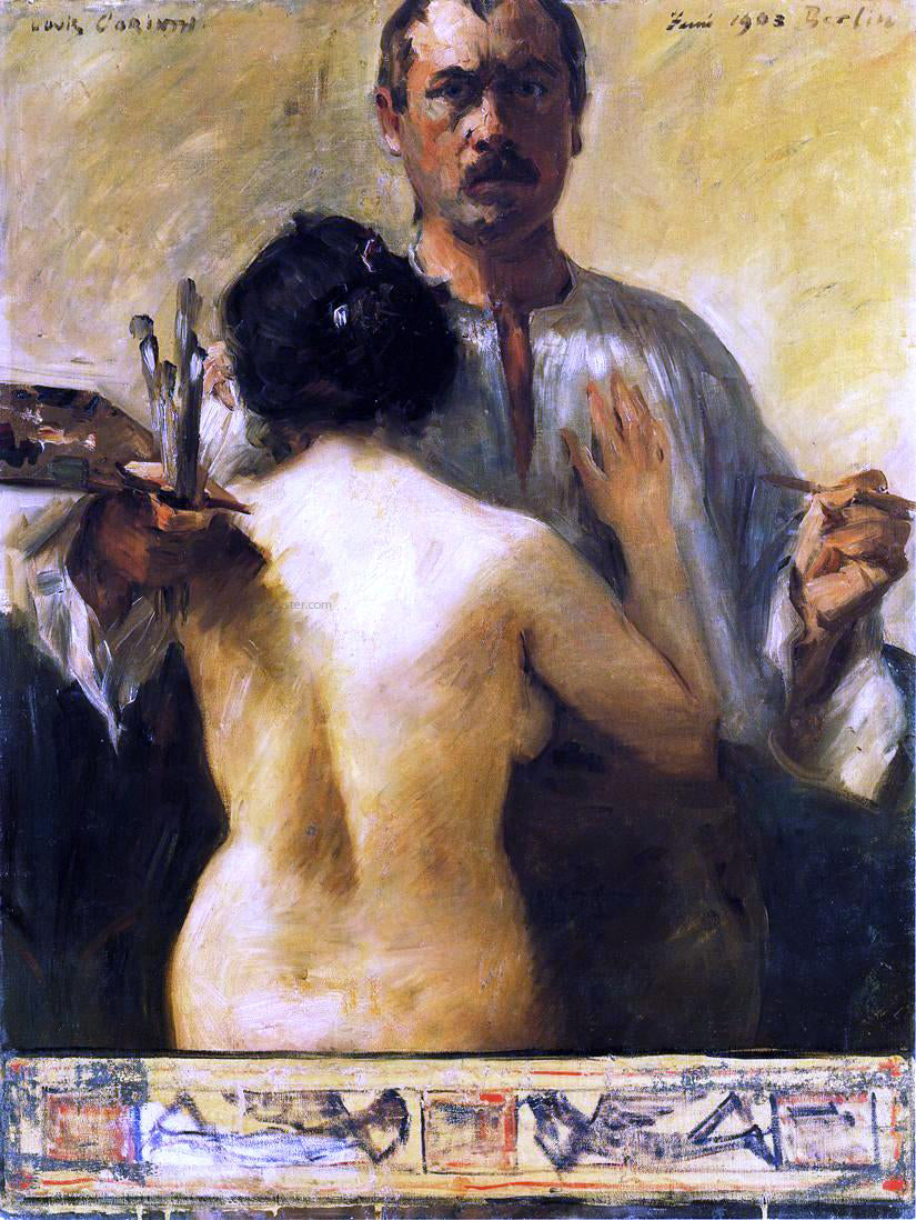Lovis Corinth Self Portrait with Model - Canvas Print
