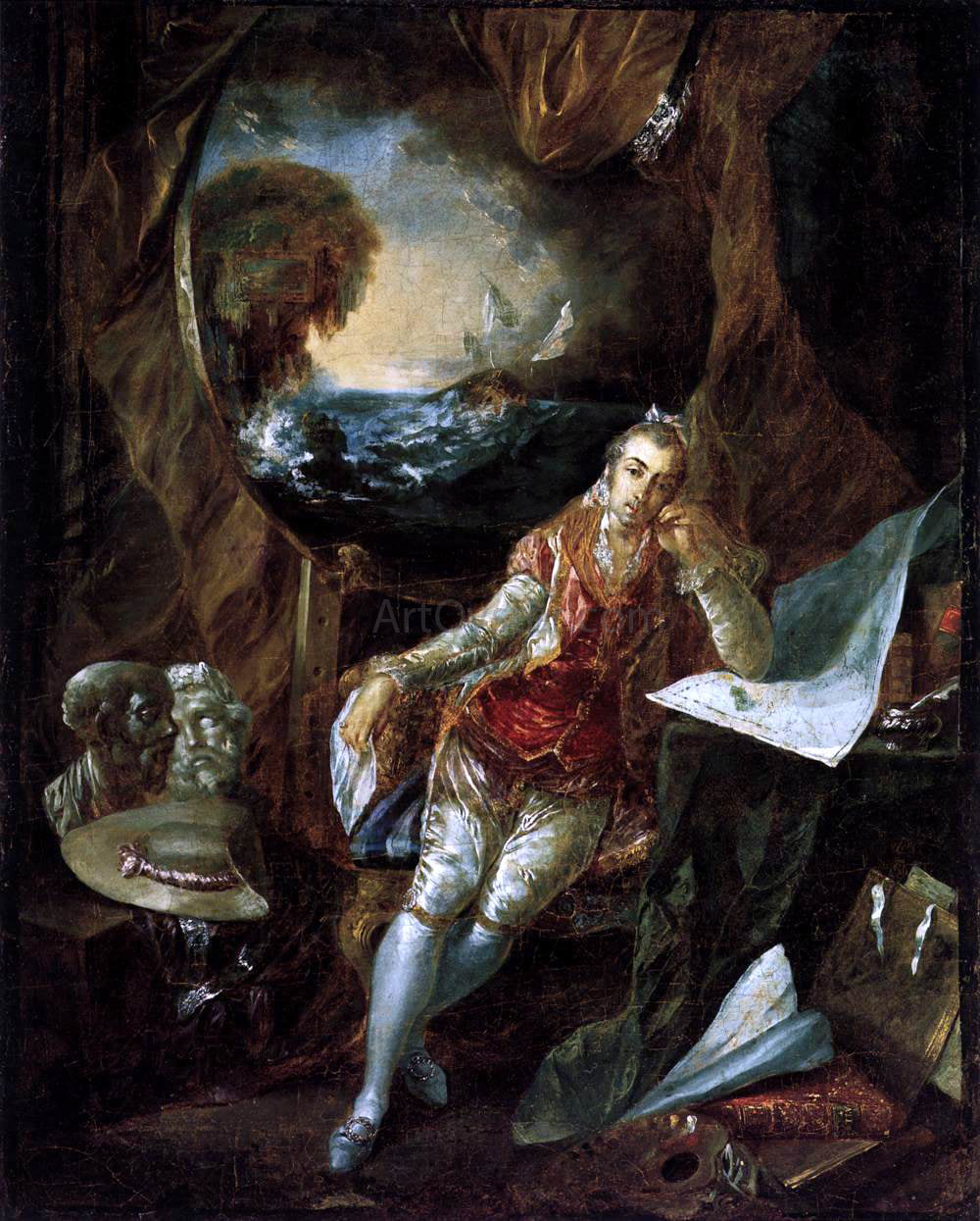 Luis Paret Y Alcazar Self-Portrait in the Studio - Canvas Print