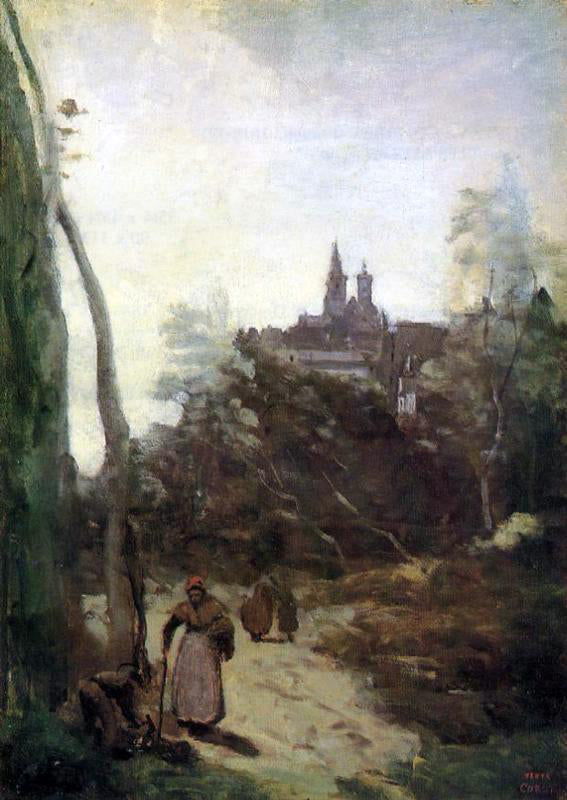 Jean-Baptiste-Camille Corot Semur - the Path from the Church - Canvas Print