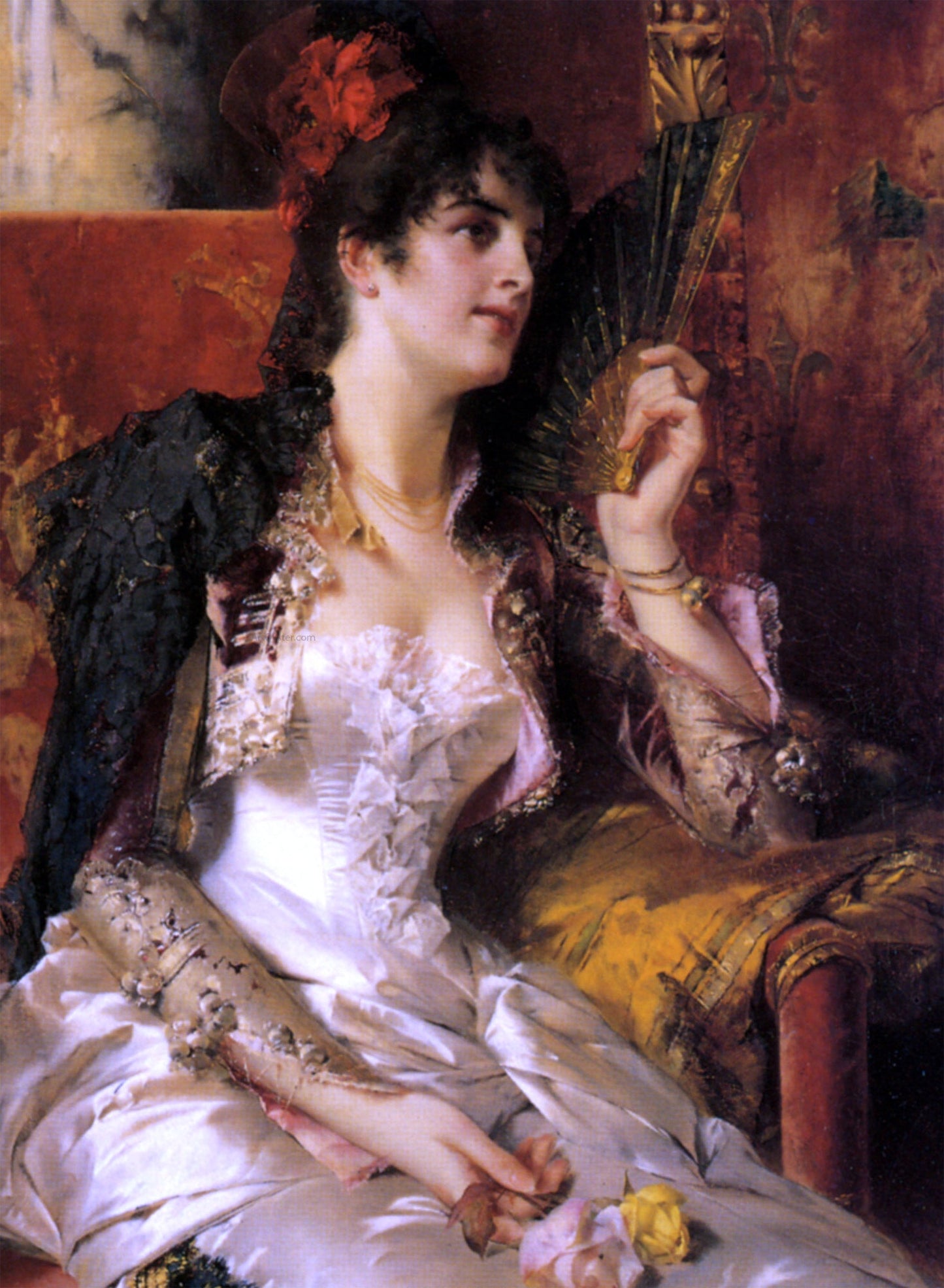 Conrad Kiesel Senorita with a Fan - Canvas Print
