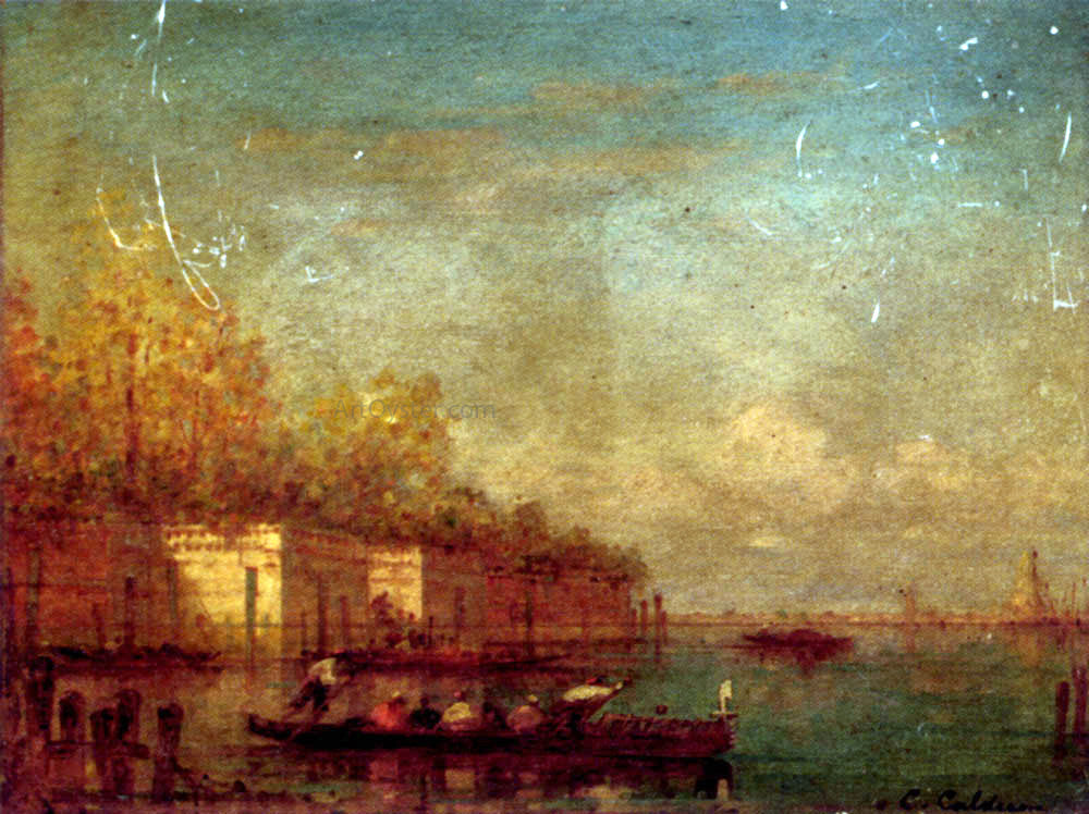 Charles Clement Calderon Setting Off In A Ferry In The Venetian Lagoon - Canvas Print