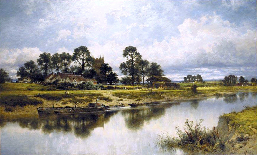 Benjamin Williams Leader Severn Side, Sabrina's Stream at Kempsey on the River Severn - Canvas Print