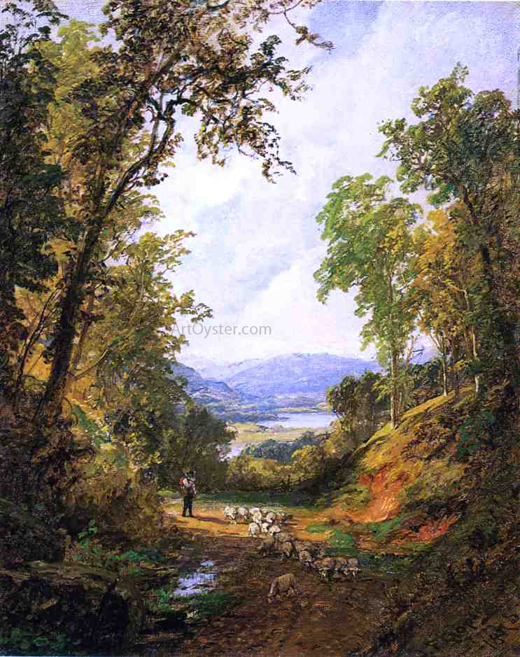 Jasper Francis Cropsey Shepherd and Flock - Canvas Print