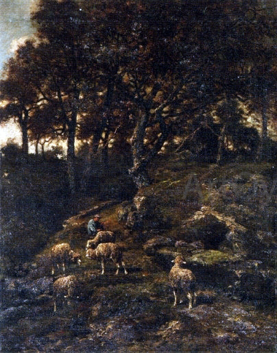 Charles Emile Jacque Shepherd and his Flock - Canvas Print