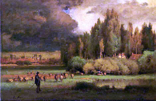 George Inness Shepherd in a Landscape - Canvas Print