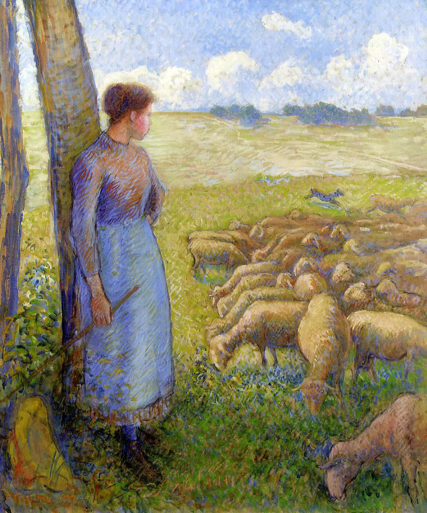 Camille Pissarro A Shepherdess and Sheep - Canvas Print