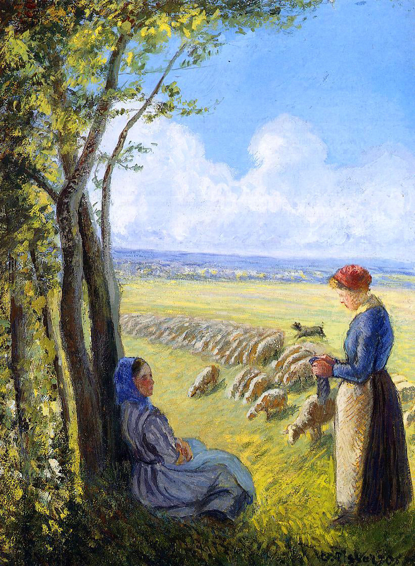 Camille Pissarro Shepherdesses - Canvas Print