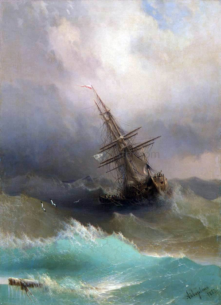 Ivan Konstantinovich Aivazovsky A Ship in the Stormy Sea - Canvas Print