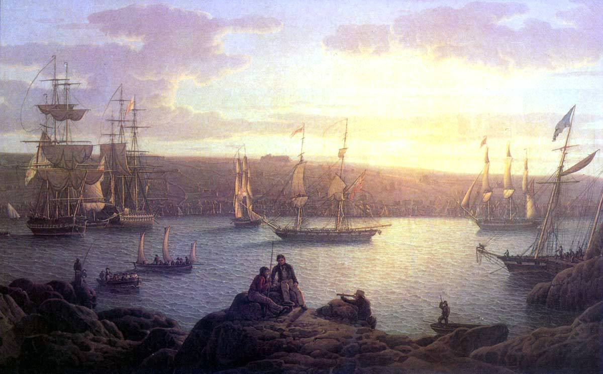 Robert Salmon Shipping at Pembroke - Canvas Print