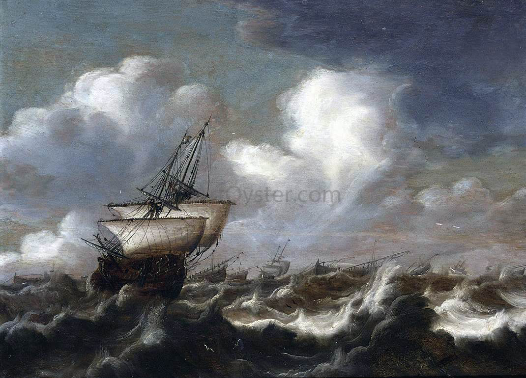 The Elder Bonaventura Peeters Shipping at Sea in a Light Breeze - Canvas Print