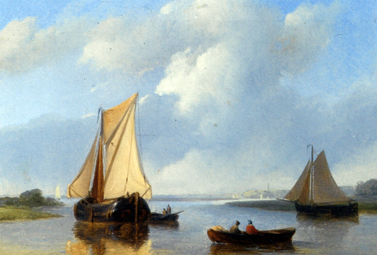 Petrus Jan Schotel Shipping in a Calm - Canvas Print