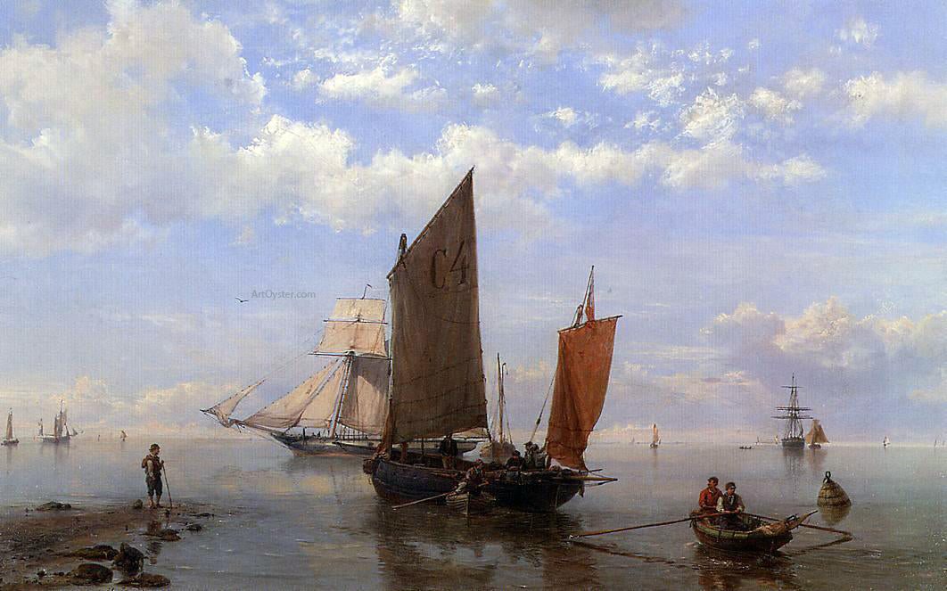 The Elder Hermanus Koekkoek Shipping in a Calm - Canvas Print