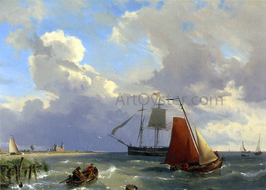 The Elder Hermanus Koekkoek Shipping in a Choppy Estuarry - Canvas Print