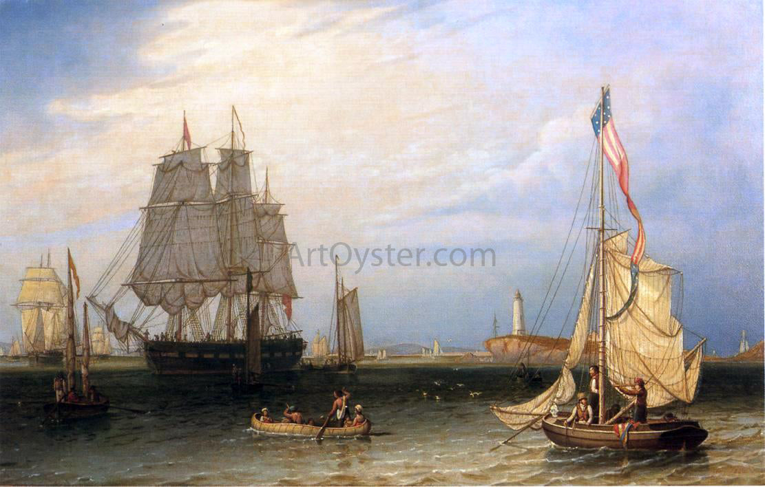 Robert Salmon Shipping in President Roads, Off Boston Light - Canvas Print