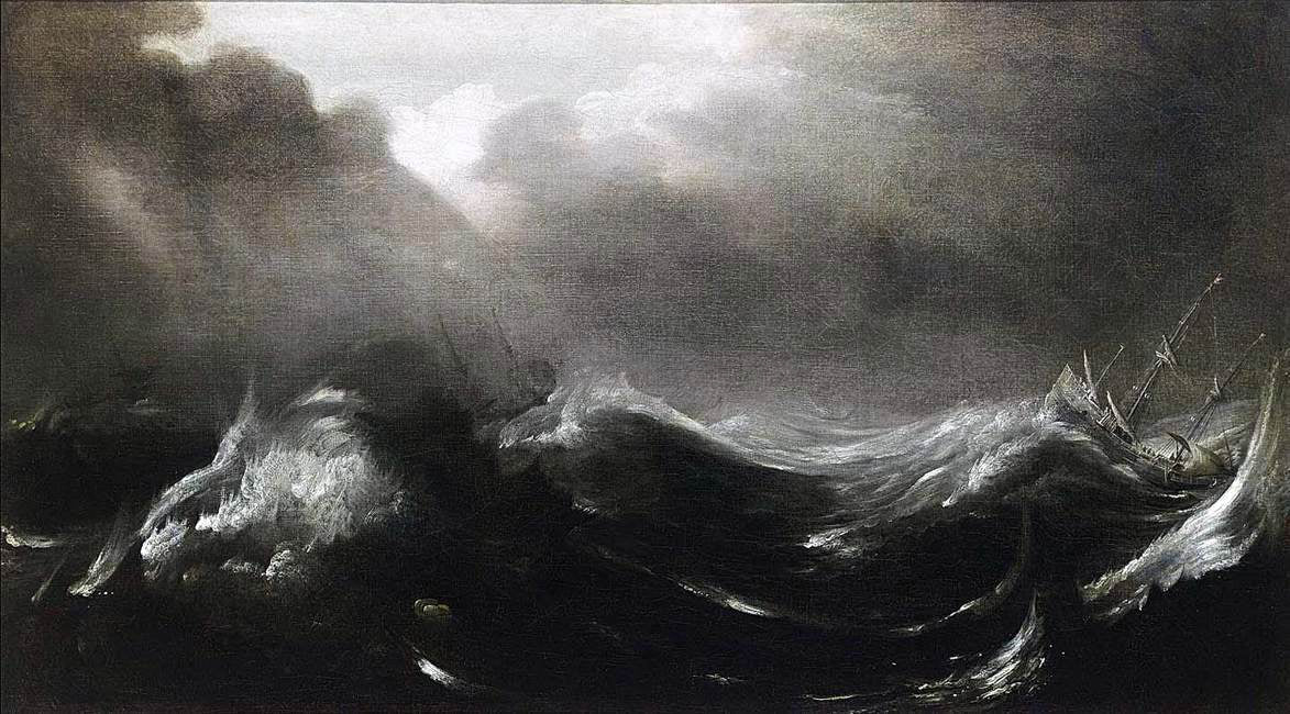 Jan Porcellis Shipping in Stormy Seas - Canvas Print