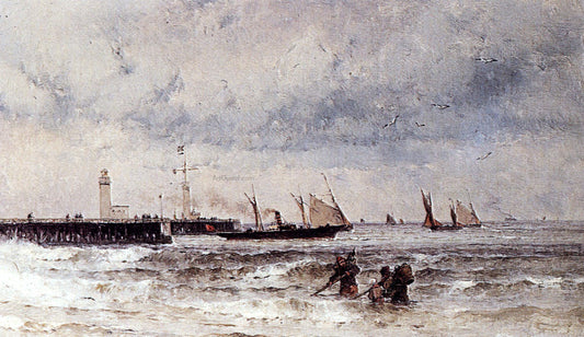 Theodor Alexander Weber Shipping Near A Harbour Entrance - Canvas Print