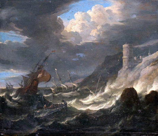 The Younger Pieter Mulier Shipping off a Rocky Coast in Storm - Canvas Print