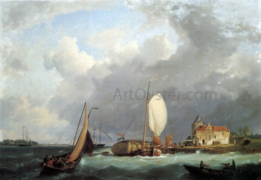 The Elder Hermanus Koekkoek Shipping off the Dutch Coast - Canvas Print