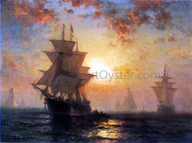 Edward Moran Ships at Night - Canvas Print