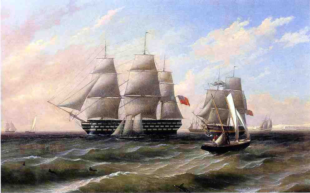 Thomas Birch Ships at Sea - Canvas Print