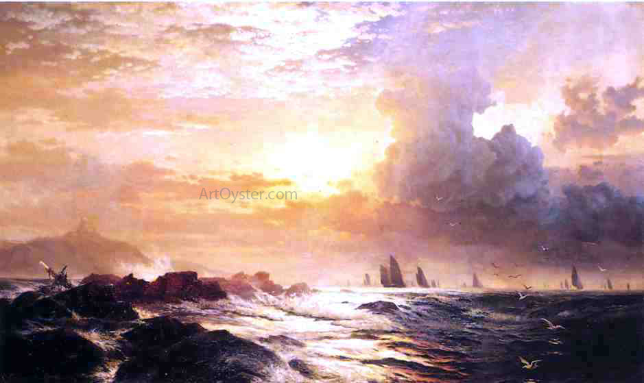 Edward Moran Ships at Sea - Canvas Print