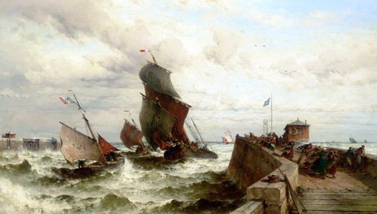 Theodor Alexander Weber Ships Entering a Port in a Storm - Canvas Print