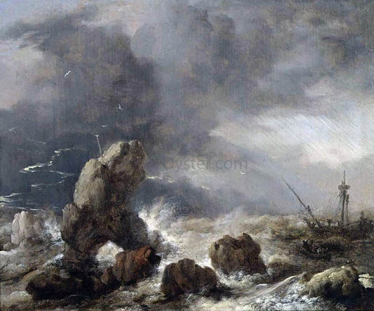 Philips Wouwerman Ships Foundering in Stormy Seas - Canvas Print