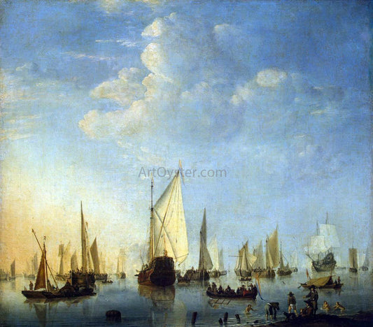 The Younger Willem Van de  Velde Ships in a Calm Sea - Canvas Print