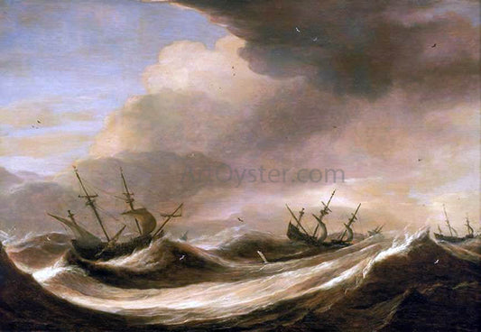 The Elder Pieter Mulier Ships in a Heavy Sea Running Before a Storm - Canvas Print