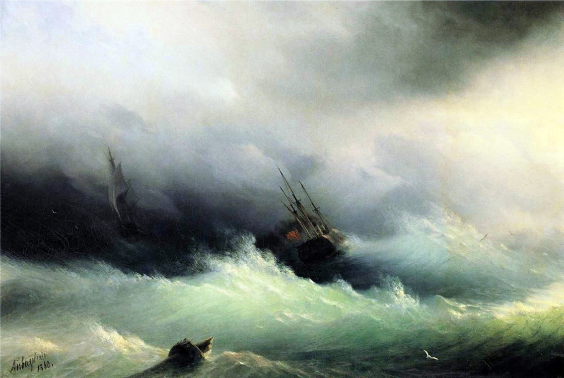 Ivan Constantinovich Aivazovsky A Ship in a Storm - Canvas Print