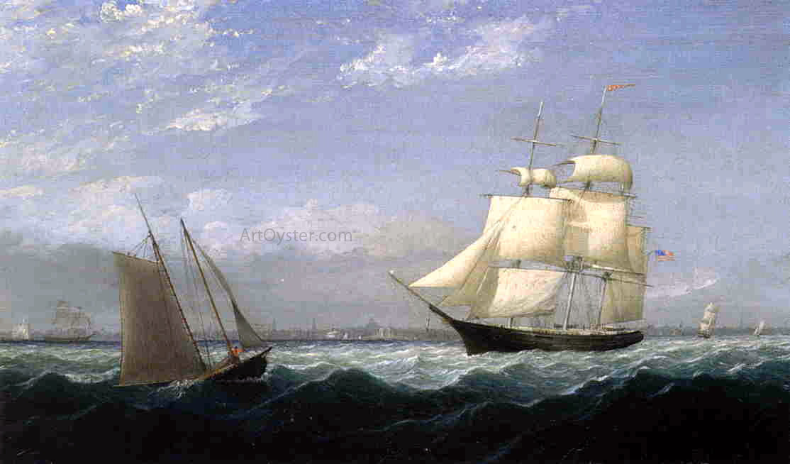 Fitz Hugh Lane Ships in Boston Harbor - Canvas Print