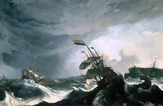 Ludolf Backhuysen Ships in Distress in a Heavy Storm - Canvas Print