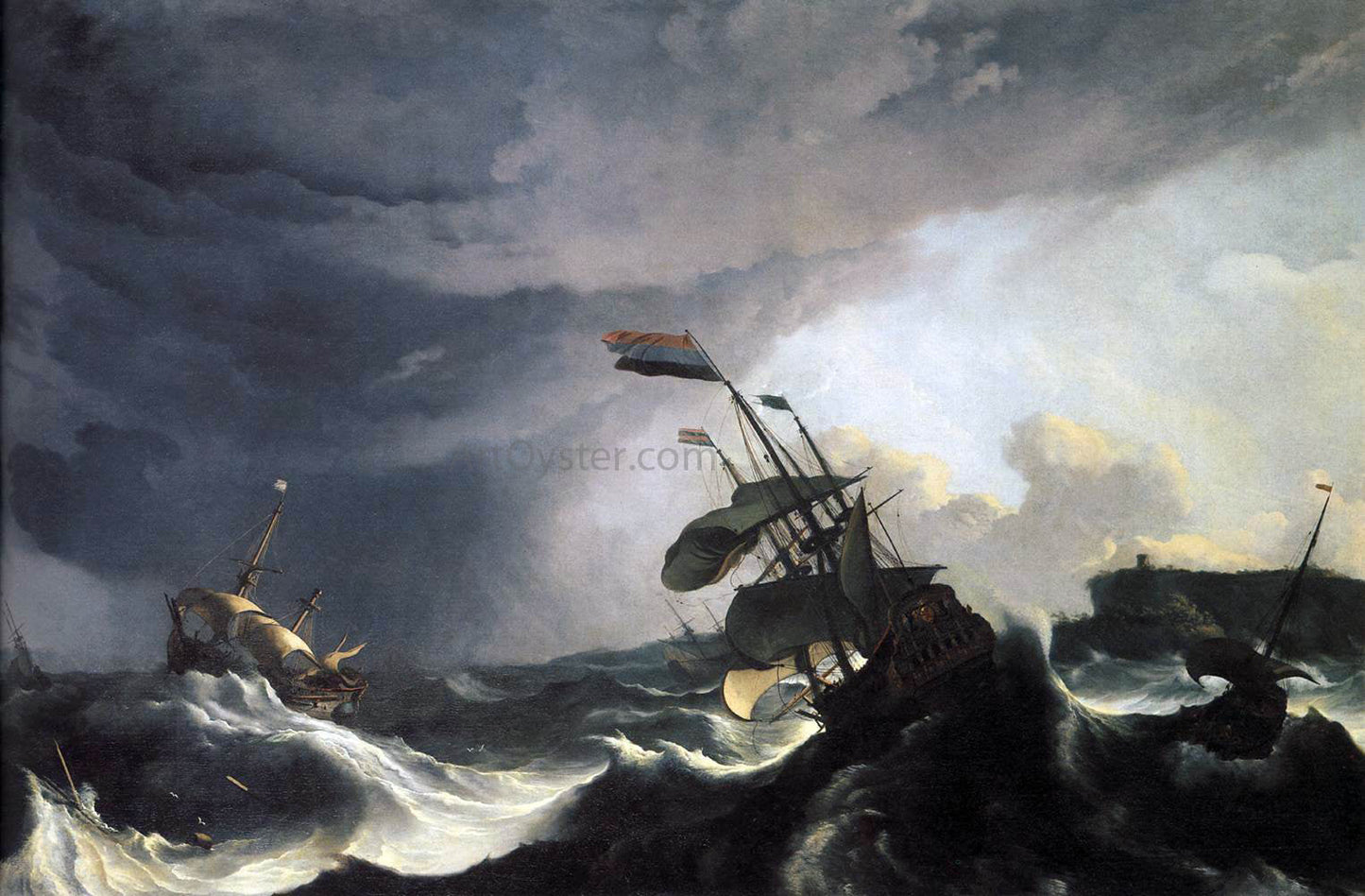 Ludolf Backhuysen Ships in Distress in a Raging Storm - Canvas Print