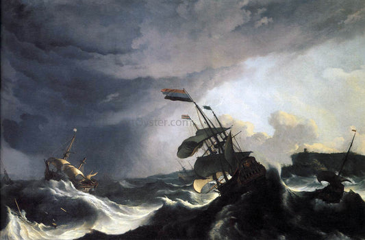 Ludolf Backhuysen Ships in Distress in a Raging Storm - Canvas Print