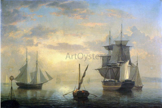 Fitz Hugh Lane Ships in Harbor - Canvas Print