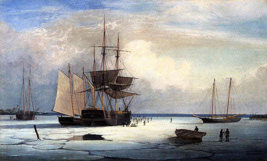 Fitz Hugh Lane Ships in Ice off Ten Pound Island - Canvas Print