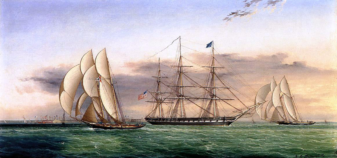 James E Buttersworth Ships off Castle Garden - Canvas Print