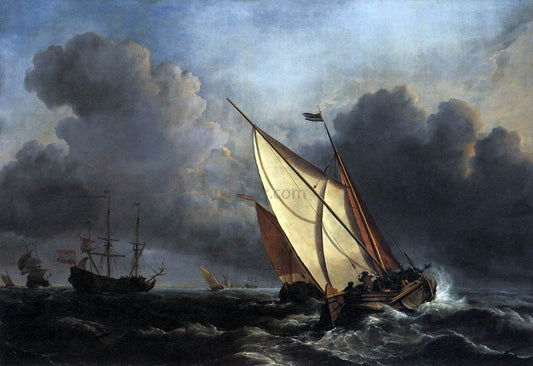 The Younger Willem Van de  Velde Ships on a Stormy Sea - Canvas Print