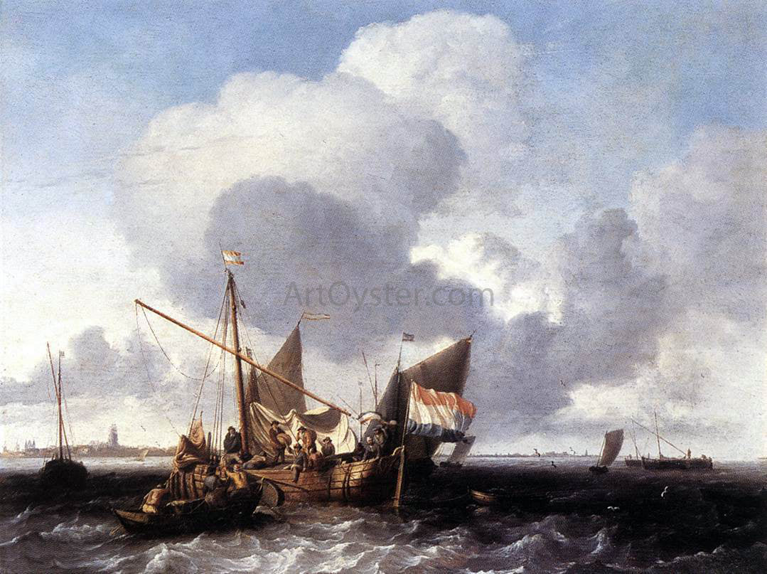 Ludolf Backhuysen Ships on the Zuiderzee Before the Fort of Naarden - Canvas Print